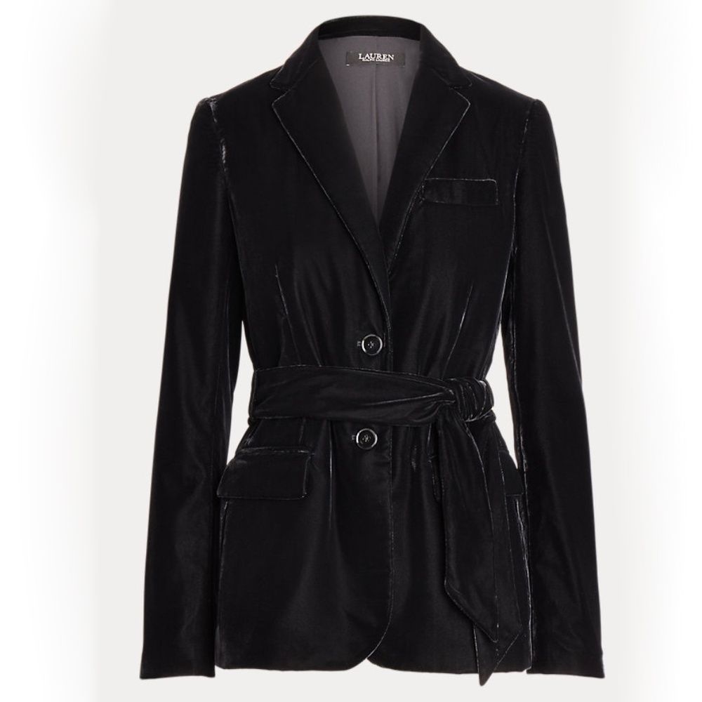 Lauren Ralph Lauren. Belted Velvet Blazer.